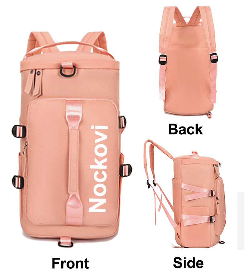 Nockovi Pink Gym Bag for Women - Stylish Sports Duffle Bag, Travel Backpack, Weekender Overnight Bag with Shoes Compartment